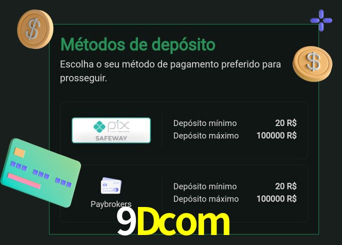 O cassino 9Dcom oferece uma grande variedade de métodos de pagamento